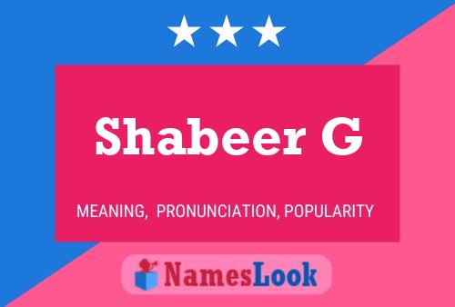 Shabeer G Name Poster