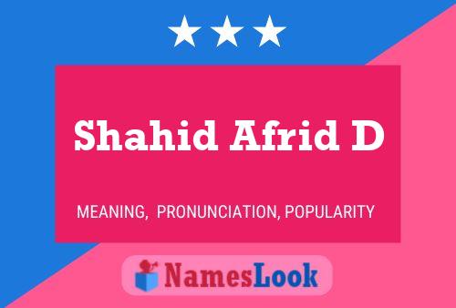 Shahid Afrid D Name Poster