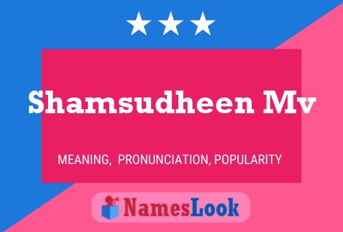 Shamsudheen Mv Name Poster