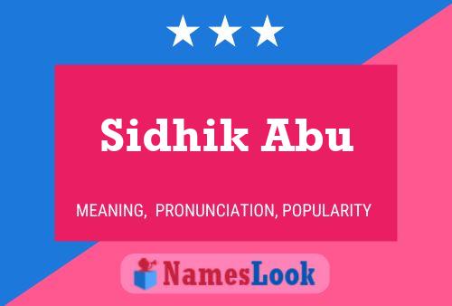 Sidhik Abu Name Poster