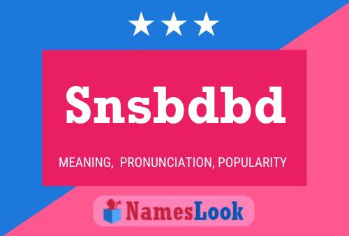 Snsbdbd Name Poster