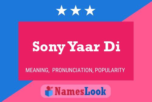 Sony Yaar Di Name Poster