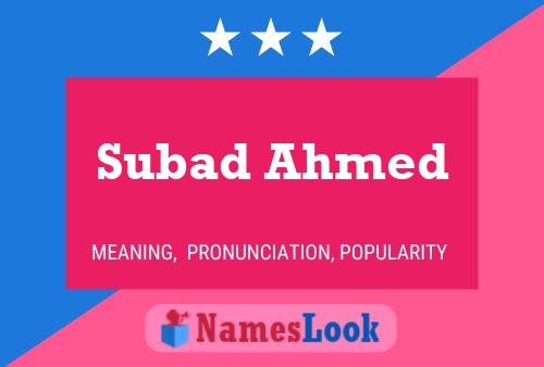 Subad Ahmed Name Poster