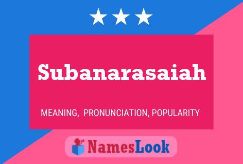 Subanarasaiah Name Poster