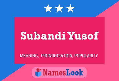 Subandi Yusof Name Poster