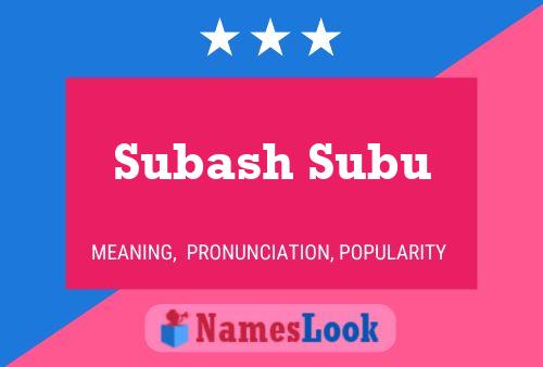 Subash Subu Name Poster