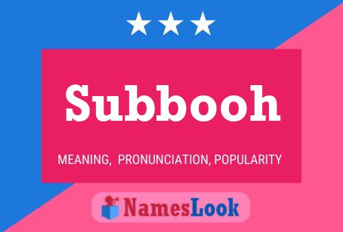 Subbooh Name Poster