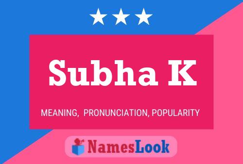 Subha K Name Poster