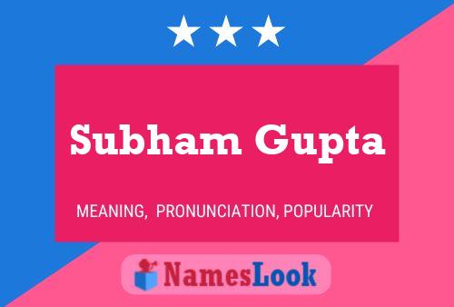 Subham Gupta Name Poster