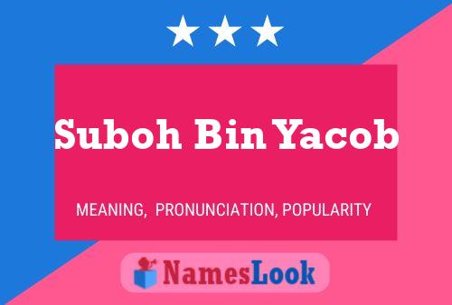 Suboh Bin Yacob Name Poster