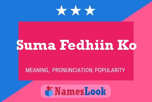 Suma Fedhiin Ko Name Poster