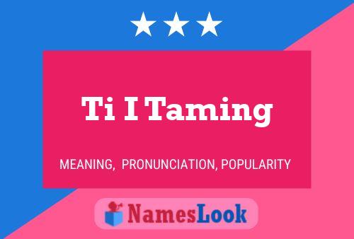 Ti I Taming Name Poster