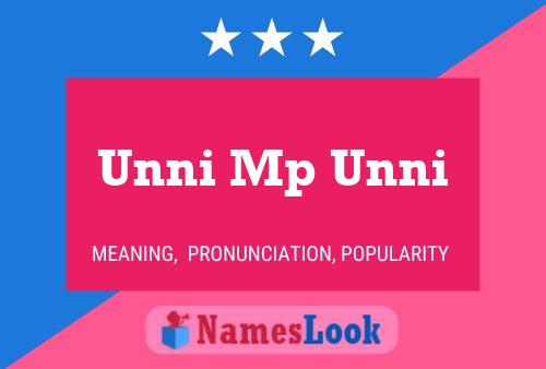 Unni Mp Unni Name Poster