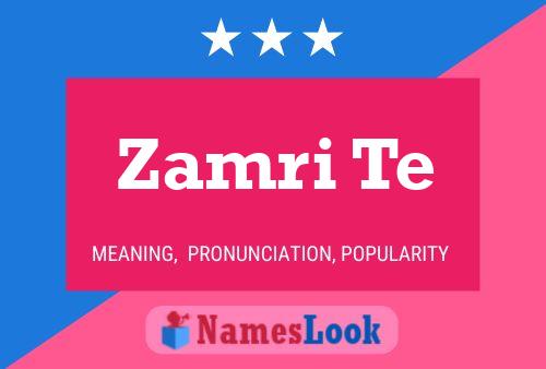 Zamri Te Name Poster