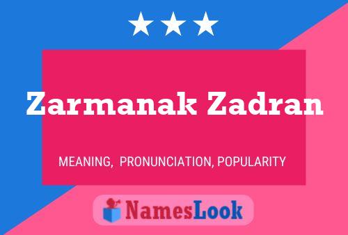 Zarmanak Zadran Name Poster